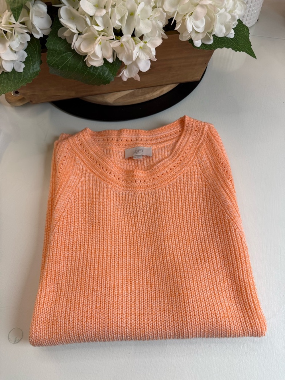 LOFT Peach Crewneck Sweater - Lightweight Knit
